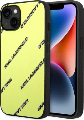 Image de Karl Lagerfeld iPhone 14 Coque arrière - Logomania - Jaune