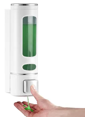 Produktbild von Wandseifenspender, 400 ml, Wandmontage ohne Bohren, Einzelkammer-Spender für Shampoo und Duschgel für das Badezimmer, Pumpspender für die Küche, Wandseifenspender (weiß)