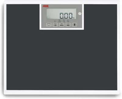 Image de Balance médicale ADE M320600. Balance professionnelle jusqu'à 250 kg, surface de pesée extra large, e Mdd, calcul du BMI, fonction de maintien du poids, pivotante