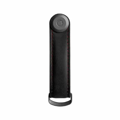 Zdjęcie produktu dla Orbitkey - skórzany brelok do kluczy Crazy-Horse - kolor czarny obsydian z czerwonymi przeszyciami