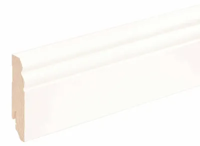 Produktbild von Sockelleiste L0133L1 Kiefernholz Weiß RAL9016 lackiert 18 x 80 x 2400 mm - Neuhofer