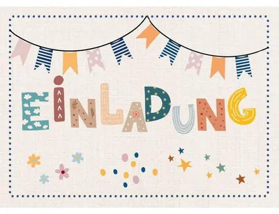 Produktbild von Einladungskarte Querformat neutral DIN A6 – Einladung Tischdeko Babyparty Kindergeburtstag Einschulung
