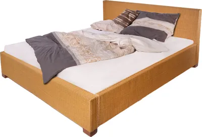 Produktbild von Loombett Korbbett Doppelbett Honigfarben aus Loom-Geflecht 180 x 200 cm TUNIS
