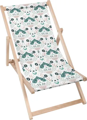 Produktbild von Dreamroots klappbar Holz, bis zu 130 kg, Sonnenliege klappbar mit 3-stufiger Neigungsregulierung der Rückenlehne, Floral And Green Butterflies