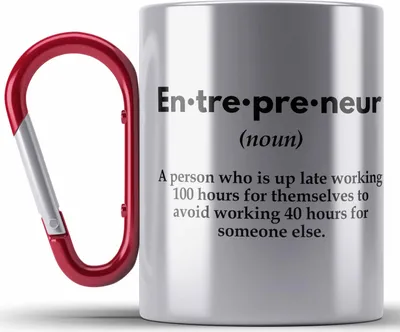 Produktbild von Trendation - Entrepreneur Edelstahl Tasse Karabiner Entrepreneurship Geschenk Spruch Motivation Idee (Rot)