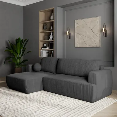 Produktbild von Masseno Ecksofa SENTI P L-S mit Schlaffunktion L-Form, Sofa mit Bettkasten, Wohnzimmersofa, Couch, Soffa, Bettsofa, Couchgarnitur- Grau, POSO 34