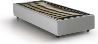 Produktbild von Einzelbett Dcatald, Containerbett mit Kunstlederbezug, 100%  Italy, Seitliche–ffnung, passend für Matratze 80x190 cm, Weiß