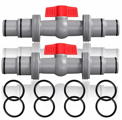 Productafbeelding van 2 stuks slangkoppeling, 32 mm naar 38 mm, met afsluitkraan, van PVC