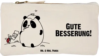 Produktbild von Mr. & Mrs. Panda Federmappe Panda Gute Besserung Größe S Klein - Weiß - Geschenk, Schlampermäppchen, Pouch, Kulturbeutel, Federtasche, Kulturtasche, aufbewahrungsbeutel