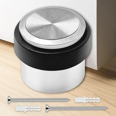 Produktbild von Runder, robuster Türstopper mit Gummiring zum Schutz von Türen und Wänden, Türpuffer für den Boden, kann mit Schrauben oder Klebstoff befestigt werden, auch bei Zugluft stabil.