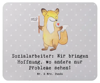 Produktbild von Mr. & Mrs. Panda Mouse Pad Sozialarbeiterin Hoffnungsträger - Grau Pastell - Geschenk, laptop mauspad, Hilfe, Berufsgestaltung, Mousepad, Hoffnung, Beratung, Berufe, pc