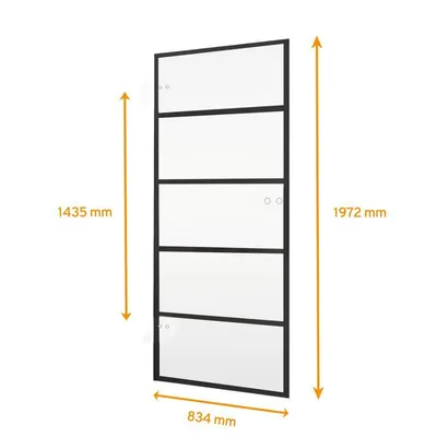 Produktbild von inova Glastürblatt 834 x 1972 mm, 5 Felder Klarglas, ESG, ohne Beschlag