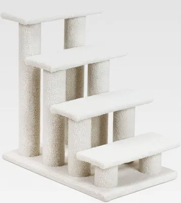 Produktbild von Tiertreppe 4 Stufen Katzentreppe Hundetreppe Treppe für Katze Kletterbaum Katzenbaum 60,5 x 41 x 60,5 cm (Beige)