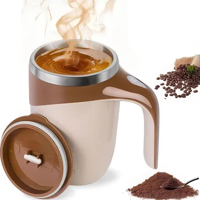 Produktbild von Selbstrührende Kaffeetasse，400mAh Elektrische Rührbecher,380ml Magnetic Stirring, 304 Edelstahl,5 Min Physikalische Kühlung,Für Kaffee Milch