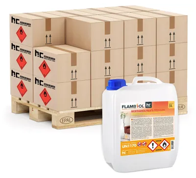 Produktbild von 96x 5L FLAMBIOL® Bioethanol 96,6% Premium für Kamine & Ethanol-Brenner