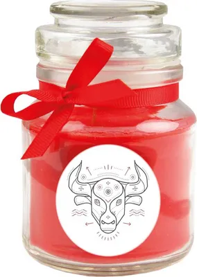 Zdjęcie produktu dla HS Candle "Zodiac" świeca zapachowa róża w słoiku ( Taurus ) - wiele motywów do wyboru, 120g - czas palenia do 30 godzin - Taurus