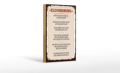 Produktbild von Holzschild Spruch Kloordnung bitte im sitzen pinkeln 12x18 cm