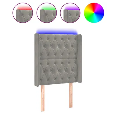 Produktbild von vidaXL LED Kopfteil Hellgrau 83x16x118/128 cm Samt