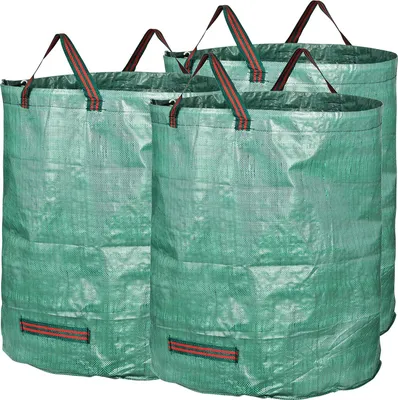 Produktbild von GardenMate 3X 272l Gartensack Laubsack Gartenabfallsack stabil - Gartens?cke fš¹r Gartenabf?lle - Laubs?cke Rasenschnitt - Grš¹nschnitts?cke faltbar, gro?, robust aus Polypropylen-Gewebe 150GSM