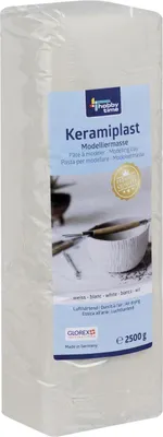 Produktbild von Glorex 6 8070 301 - Keramiplast, lufthärtende Modelliermasse, weiß , ca. 2500 g, gebrauchsfertig und geschmeidig, hergestellt auf natürlicher Basis