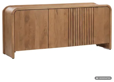 Produktbild von WOHNLING Sideboard Mango Massivholz 160cm Anrichte mit 3 Türen Kommode modernes Design Schrank Holzkommode Handmade, KI-generiertes Bild