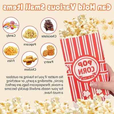 150 Stück Popcornbeutel mit rot-weißen, Hauptbild