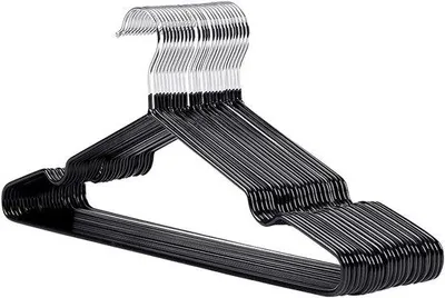 Produktbild von Famanu Kleiderbügel 25 Stück - Robuste, platzsparende Metallhänger in Schwarz