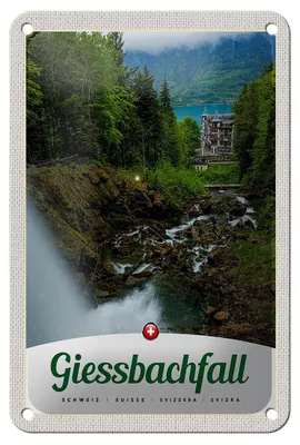 Produktbild von Blechschild Reise 12x18cm Gießbachfall Wald Wasserfall Natur Schild
