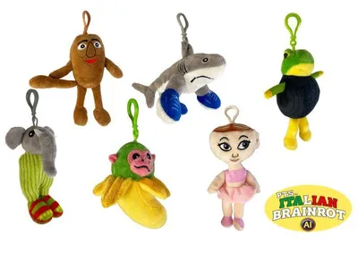 Produktbild von Italienischer Brainrot Ai Plüsch Taschenclip 13cm 6 sort. | 6 Stück