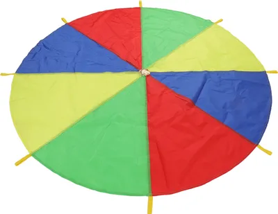 Produktbild von Fallschirm-Übungsspielzeug für Kinder mit 2 m Durchmesser, 4 Farben, 8 Griffe, Förderung der Zusammenarbeit, mehrfarbiges Fallschirm-Spiel im Freien