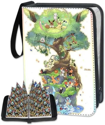 Produktbild von Pokémon Sammelkarten Album, Karten Sammelalbum, 50 Seiten 900 Sammelalbum Karten Kapazität, Tragbarer Wasserdichter Sammelalbum, Mit Reißverschluss