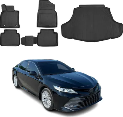 Produktbild von Fußmatten & Kofferraumwanne Set für Toyota Camry 2018-2020 Gummi TPE Schwarz 5x