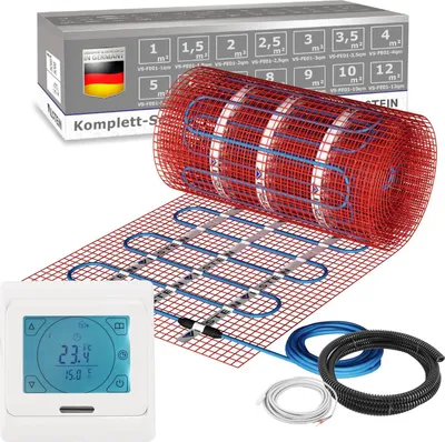 Produktbild von VILSTEIN Elektrische Fußbodenheizung 150W - Komplett-Set - Für nahezu alle Bodenbeläge | 10m² - 20m