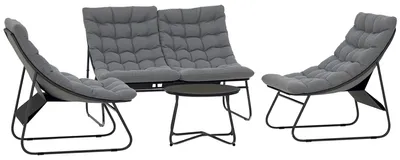 Produktbild von Lounge Sitzgruppe Gartensofa, getuftete Kissen, Grau
