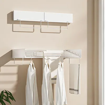 Produktbild von Ausziehbares Wandtrockengestell - Edelstahl - 100 cm - Weiß
