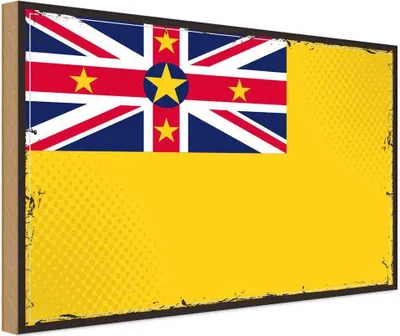 Produktbild von vianmo Holzschild 30x40 cm Niues Retro Niue Flagge Fahne Wappen
