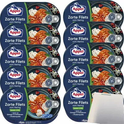 Produktbild von Appel zarte Filets vom Hering Sweet-Chili 10er Pack (10x200g Dose) + usy Block