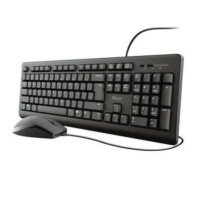 Zdjęcie produktu dla Trust Primo, Przewodowa, USB, Membranowa, QWERTY, Czarny, Dołączona myszka