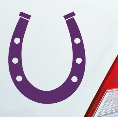 Produktbild von Auto Aufkleber Hufeisen Glück auf Pferd Pony Horse 12x10 cm Lila Sticker Heckscheibenaufkleber