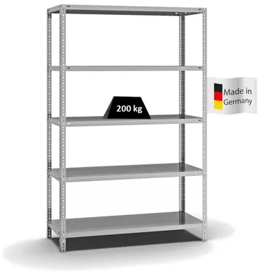 Produktbild von PROREGAL Fachbodenregal Schraubsystem MAGNUS  Germany | HxBxT 200x130x50cm | 5 Ebenen | Fachlast 200 kg | Beidseitig nutzbar | Verzinkt