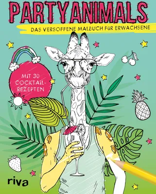 Produktbild von Anti-Stress Malbuch Partyanimals mit 30 Ausmalmotiven und Cocktailrezepten