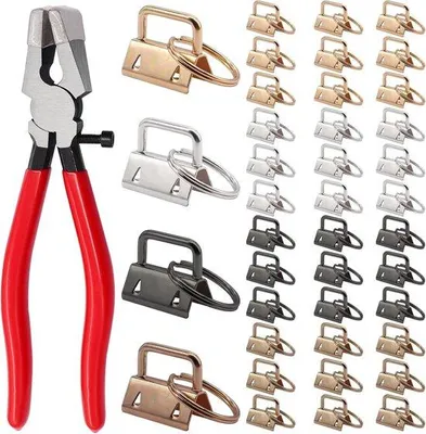 Produktbild von Satzschlüsselanhänger-Set mit Schlüsselanhängertang und Glaswerkzeug zum Befestigen von Schlüsselanhängern mit Armband/Schlüsselring/Schlüsselkette.