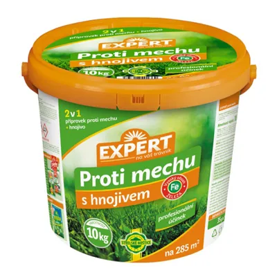 Obrázok produktu pre Profesionálny výrobok na odstraňovanie machu z trávnika a dopĺňanie živín. 10 kg hnojiva vystačí na 284 m² trávnika.