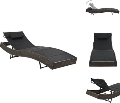 Image de vidaXL Chaise longue Poly rotin et Textilène Marron - Bains de soleil