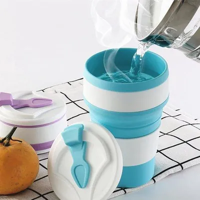 Zdjęcie produktu dla Kubek silikonowy, 350 ml, bez BPA, na kemping