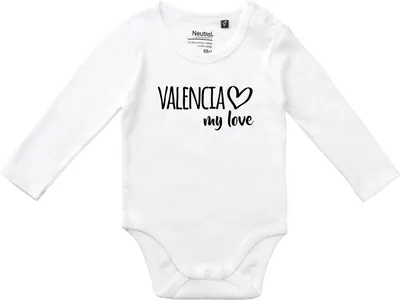 Produktbild von Huuraa Baby Body Valencia my love 80 White  Baumwolle Fairtrade Langarmbody Geschenkidee