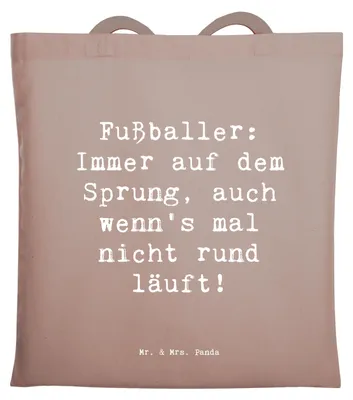 Produktbild von Mr. & Mrs. Panda Einkaufstasche Spruch Fußballer Sprung - Braun Pastell - Geschenk, Tasche, Wertschätzung, Shopping, Herausforderungen, Berufsalltag, Berufspassion, Beruf