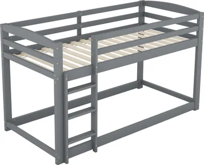 Produktbild von okwish Etagenbett für Kinder und Jugendliche, Kinderbett, Rahmen aus massiver Kiefer 90x200cm, Grau