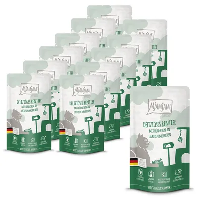 Productafbeelding van MjAMjAM - Premium natvoer voor katten - "Quetschie" - Heerlijke rendier- en kipvariant
