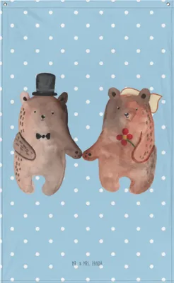 Produktbild von Mr. & Mrs. Panda Gobelin Bär Heirat - Blau Pastell - Geschenk, Teddy, Tapestry, Verheiratet Heirate Hochzeit Hochzeitsgeschenk Hochzeitspaar, Wandbanner, Wandbild
